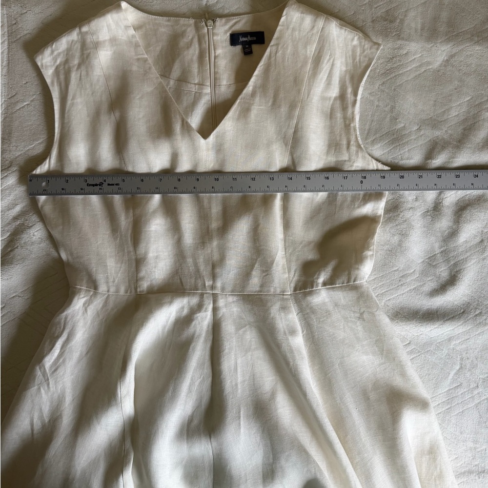 Neiman Marcus ivory 100% linen sleeveless Midi Dress - Picture 8 of 10